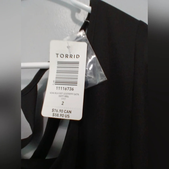Torrid women's size 2X black long sleeve midi strappy back a-line dress … - Picture 8 of 10